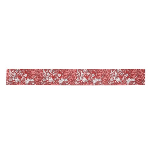 Art Nouveau Seaweed Floral, Deep Red en White Lint (Voorkant)
