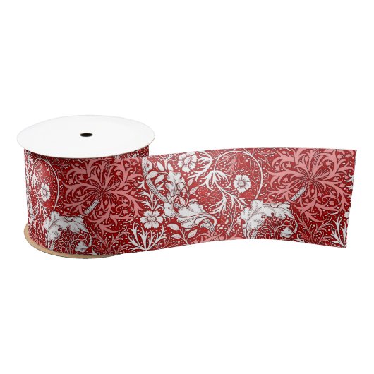 Art Nouveau Seaweed Floral, Deep Red en White Lint (Spoel)