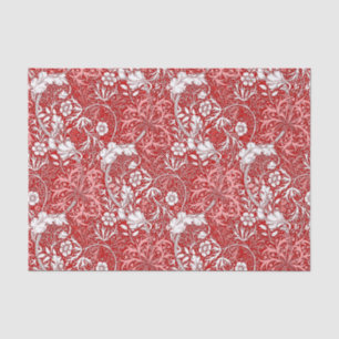 Art Nouveau Seaweed Floral, Deep Red en White Tissuepapier