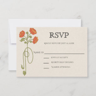 Art Nouveau Sinaasappel Verona Sunset Flowers RSVP Kaartje