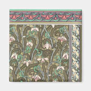 Art nouveau sneeuwdruppel bloem patroon magneet