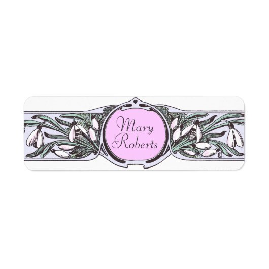 Art Nouveau Sneeuwdruppel Bloemen Tuinieren Inblik Etiket (Voorkant)