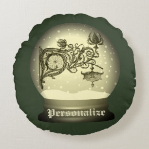 Art nouveau snow wereldbol rond kussen