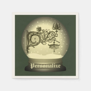 Art nouveau snow wereldbol servet