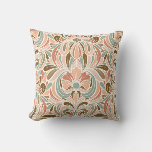 Art Nouveau Spirit Peach, Aqua, Taupe Kussen