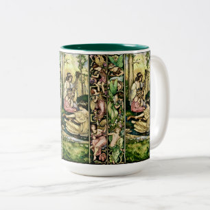 Art Nouveau Sprookjesmusici Oude Illustratie Tweekleurige Koffiemok