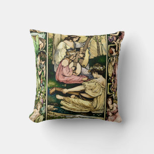 Art Nouveau Sprookjesmuzikanten Vintage Illustrati Kussen