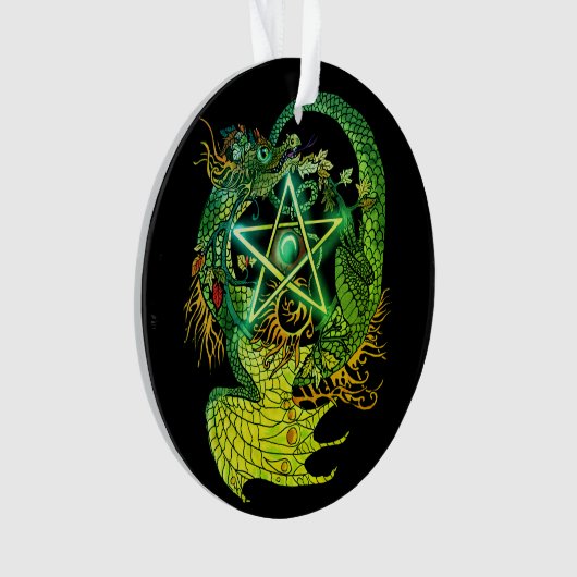 Art Nouveau Star/Pentacle Dragon gekleurd Ornament (voorkant)