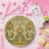 Art Nouveau Stengels Tulp Bloem Kleine Ivy Bladere Papieren Bordje (Feest)