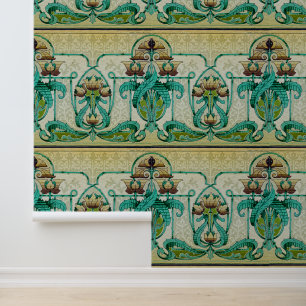 Art Nouveau Stijl Acanthus Boeket Bloemen Motief Behang