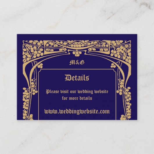 Art Nouveau stijl bruiloft Informatiekaartje (Voorkant)