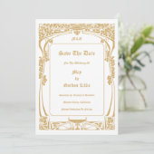 Art Nouveau stijl bruiloft Save The Date (Staand voorkant)