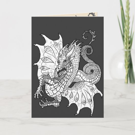 Art Nouveau stijl Dragon ~ wenskaart Kaart (Voorkant)