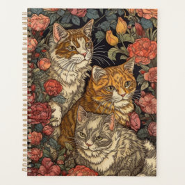 Art Nouveau stijl Drie katten met bloemen Planner
