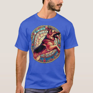 Art Nouveau stijl Duitse herder Alsation Dog T-shirt