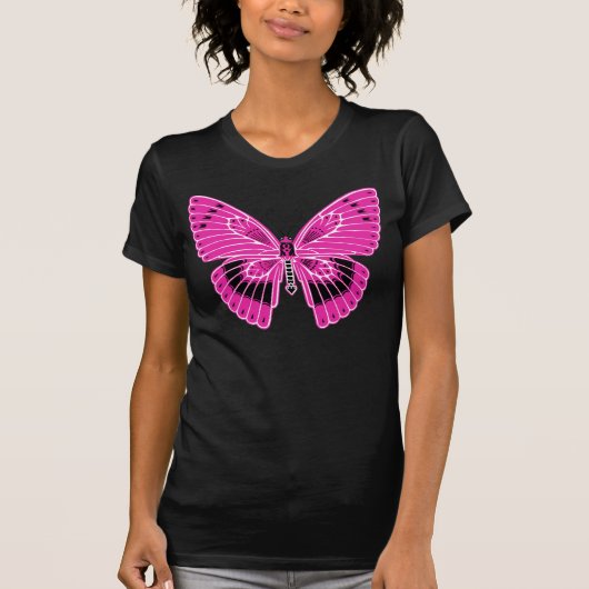 Art Nouveau stijl vlinder heet fuchsia roze T-shirt (Voorkant)