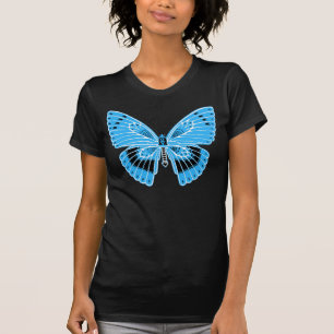 Art Nouveau stijl vlinder turquoise blauw T-shirt