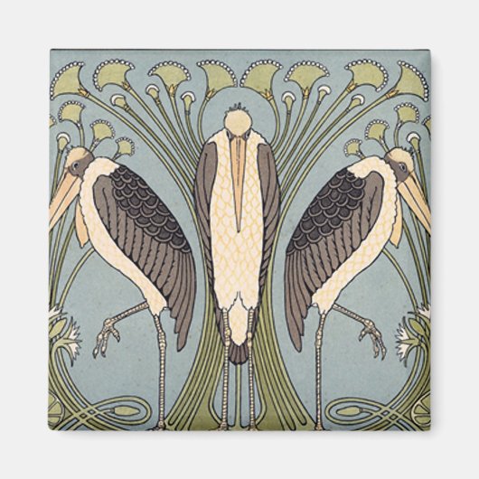  Art Nouveau Storks Magneet (Voorkant)