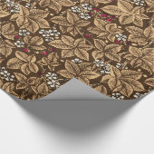 Art Nouveau Strawberries en bladeren, donkerbruin Cadeaupapier (Hoek)