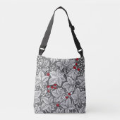 Art Nouveau Strawberries en bladeren, zilvergrijs Crossbody Tas (Voorkant)