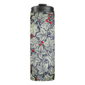 Art Nouveau Strawberries en bladeren, zilvergrijs Thermosbeker (Voorkant)
