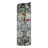 Art Nouveau Strawberries en bladeren, zilvergrijs Thermosbeker (Gedraaid links)