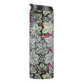 Art Nouveau Strawberries en bladeren, zilvergrijs Thermosbeker (Geroteerd rechts)