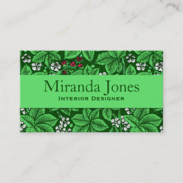 Art Nouveau Strawberries en Leaves, Emerald Green Visitekaartje