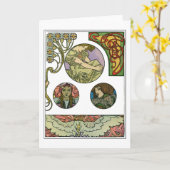 Art Nouveau Style, Mucha Kaart (Gele Bloem)