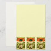 ART NOUVEAU STYLIZED GREEN RED POPPY BRIEFPAPIER (Voorkant / Achterkant)