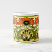 ART NOUVEAU STYLIZED GREEN RED POPPY JUMBO MOK (Voorkant)