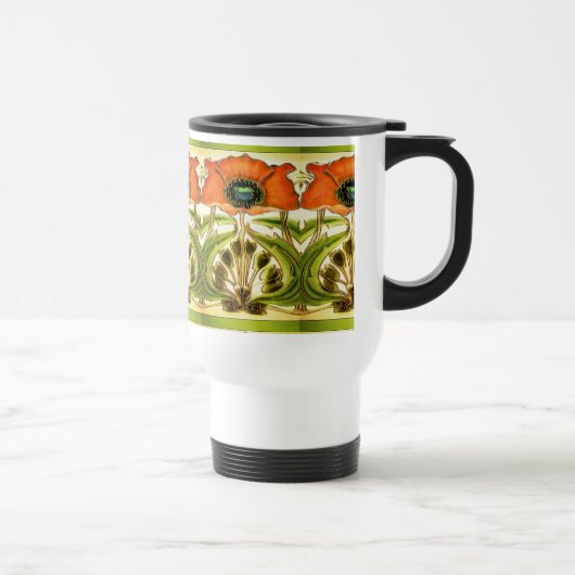 ART NOUVEAU STYLIZED GREEN RED POPPY REISBEKER (Rechts)