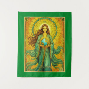 Art Nouveau Tarot Kaart De Wereld Wandkleed