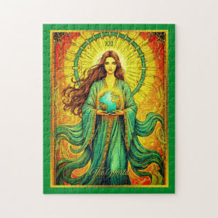 Art Nouveau Tarotkaart De Wereld Legpuzzel