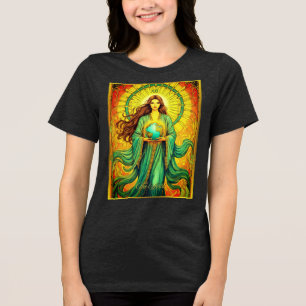 Art Nouveau Tarotkaart De Wereld Tri-Blend Shirt