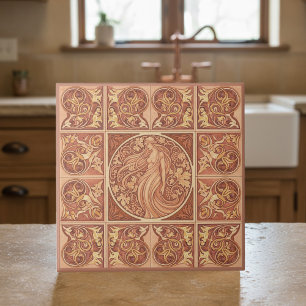 Art Nouveau Terra Cotta Muze Pat#6 ID1193 Tegeltje