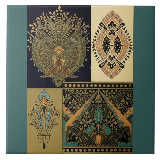 Art nouveau textielpatroon Christopher dressoir Tegeltje (Voorkant)