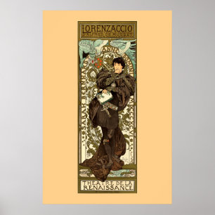 Art Nouveau-theateradvertentie uit vroeger tijden Poster