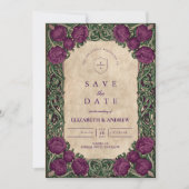 Art Nouveau Thistle Wedding Save The Date (Voorkant)