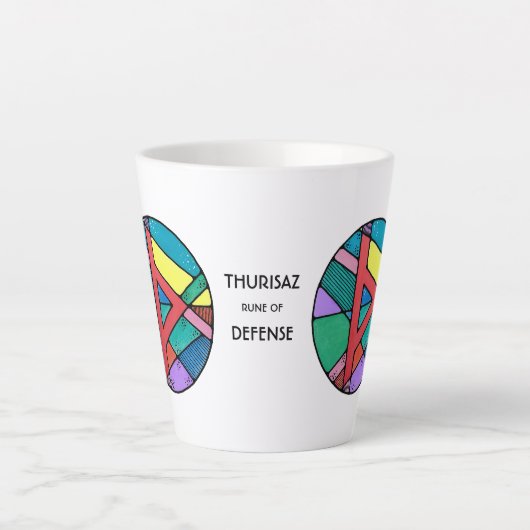 Art Nouveau Thurisaz Rune Latte Mug - DÉFENSE ! (Devant)