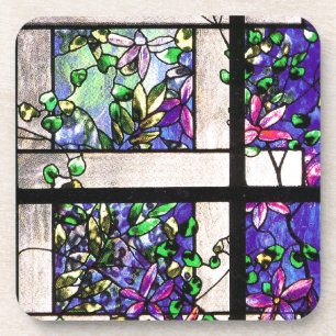 Art Nouveau Tiffany Glas in lood Natuur Drankjes Onderzetter