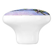 Art Nouveau Tiffany Glas in lood Wisteria Knob Keramische Knop (Zijkant)