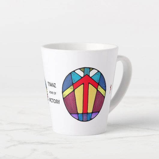 Art Nouveau Tiwaz Rune Latte Mug - Victoire ! (Angle droit)