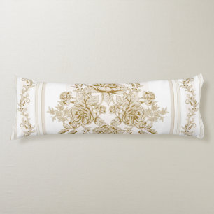 Art nouveau, Toile, floral, Patroon, beige, chic, Lichaamskussen