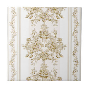 Art Nouveau,Toile,floral,pattern,beige,chic,elegan Tegeltje