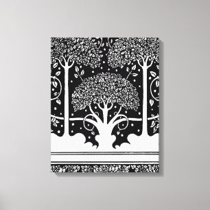 Art Nouveau Tree Beardsley Pattern Canvas Afdruk