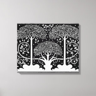 Art Nouveau Tree Beardsley Pattern Canvas Afdruk