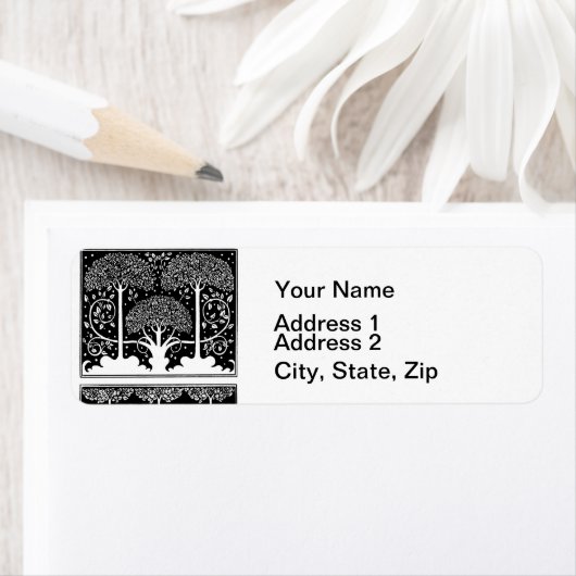 Art Nouveau Tree Beardsley Pattern Etiket (Insitu)