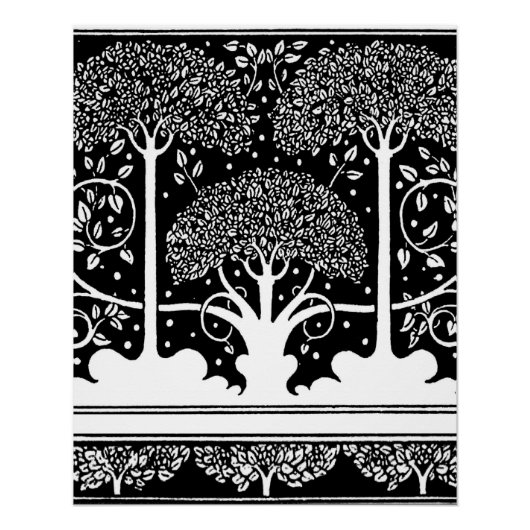 Art Nouveau Tree Beardsley Pattern Perfect Poster (Voorkant)