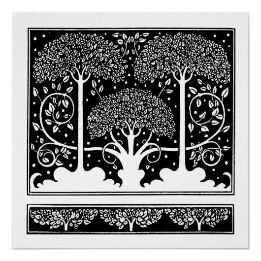 Art Nouveau Tree Beardsley Pattern Perfect Poster (Voorkant)